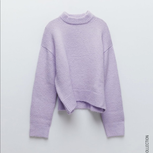 lilac alpaca wool blend soft knit sweater - Picture 2 of 6